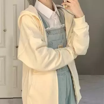 Толстовка из толстой рыбьей чешуи bm молочно-абрикосового цвета для женщин, осенняя повседневная спортивная куртка на молнии для невысоких женщин M