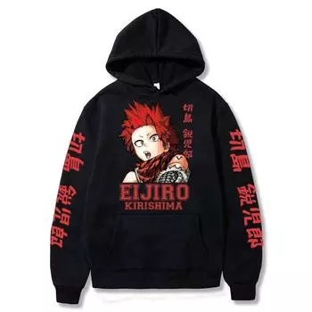 Толстовка Kawaii Eijiro Kirishima My Hero Academia, аниме Harajuku, уличная одежда для мужчин и женщин, топы с героями мультфильмов Boku no Hero Academia, толстовки унисекс S розовый