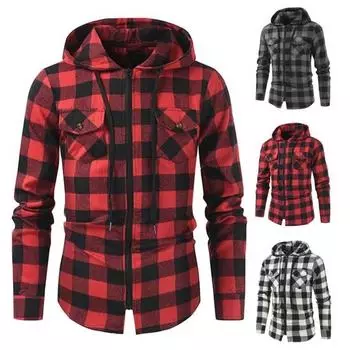 Толстовка контрастного цвета с клетчатым принтом, кулиской, капюшоном, длинными рукавами, застежкой-молнией, карманами, кардиганом средней длины XL белый