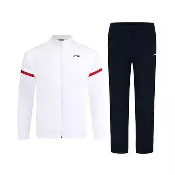Толстовка Li Ning Badminton Series с воротником-стойкой, длинными рукавами, молнией, однотонная, со средней талией, удобные эластичные брюки, повседневный спортивный костюм AWEU043-2 S