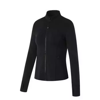 Толстовка Li Ning с флисовой подкладкой и воротником-стойкой, облегающая, с длинным рукавом, женские толстовки с капюшоном, черная AWDU622-3 S