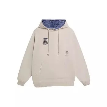 Толстовка Li Ning Urban Nomad с капюшоном и длинными рукавами, однотонная, с потертым краем, унисекс, серая AWDSC95-1 XXL