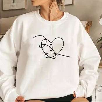 Толстовка Love Yourself Heart Толстовка Love Yourself Tear Heart Пуловеры Женские толстовки с длинным рукавом и круглым вырезом Повседневные толстовки с капюшоном S чёрный
