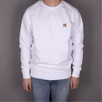 Толстовка Maison Kitsune Fox Head с круглым вырезом, белая AM00303KM0001