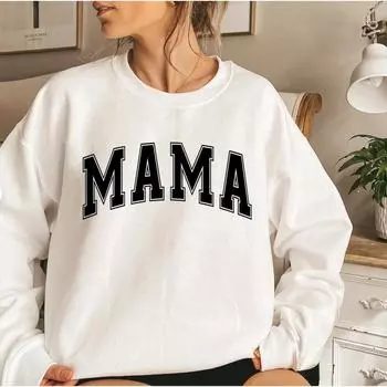 Толстовка Mama Varsity, толстовка с капюшоном Mom Life, рубашка Super Mom, топы на день матери, женские модные толстовки с круглым вырезом S абрикосовый