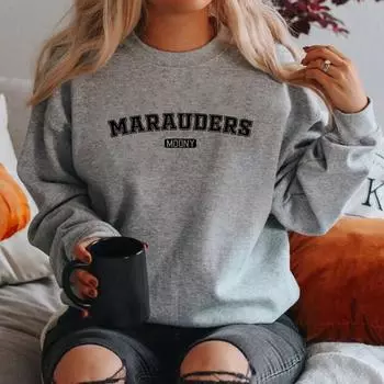Толстовка Marauders Book Lover Crewneck Толстовки унисекс с графическим принтом Толстовки с длинным рукавом Повседневная толстовка S чёрный