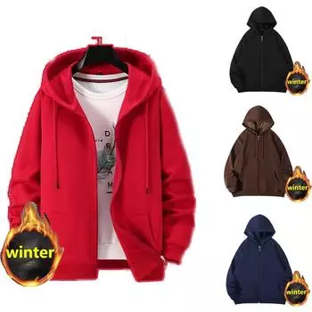 Толстовка мужская большого размера, весна и зима, новая модная флисовая утолщенная толстовка с капюшоном, однотонная куртка, однотонная спортивная толстовка с капюшоном 4XL прохладный черный