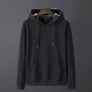 Толстовка мужская из чистого хлопка с широкими полосами, однотонная, модная брендовая пара, весна-осень, спортивная и досуговая, трендовая куртка с капюшоном S