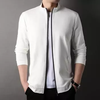 Толстовка мужская куртка весна и осень новый спортивный повседневный кардиган на молнии модная хлопковая куртка с воротником-стойкой для молодежи и среднего возраста M