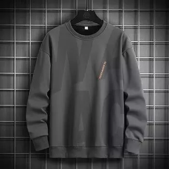 Толстовка мужская осенняя новая модная брендовая футболка с длинными рукавами универсальная повседневная свободная круглая горловина большой размер мужской топ M