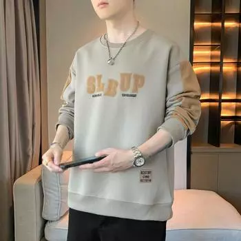 Толстовка мужская осенняя новая мужская с круглым вырезом и длинным рукавом мужская модная универсальная спортивная верхняя одежда повседневная модная куртка для мужчин M