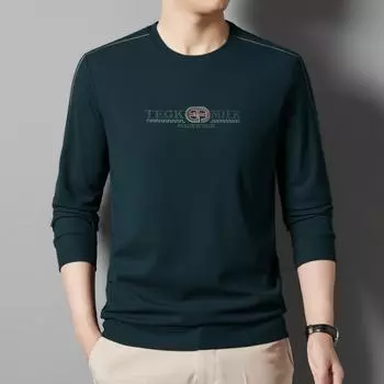 Толстовка мужская осенняя с круглым вырезом, пуловер, нижняя часть рубашки, модная универсальная повседневная мужская футболка M