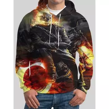 Толстовка мужская с капюшоном с принтом льва 3D, повседневная, осень-зима, пуловер с изображением животного и волка, с капюшоном, длинный рукав, модная спортивная толстовка S