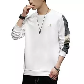 Толстовка мужская в корейском стиле с круглым вырезом, модная, свободная и универсальная, весенняя, новая, с длинными рукавами, персонализированный повседневный топ M