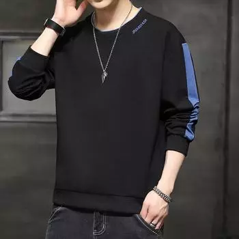 Толстовка мужская, весенняя, новая, модная, брендовая, с длинными рукавами, мужская рубашка, повседневный свитер с круглым вырезом в корейском стиле M