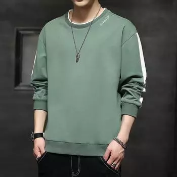 Толстовка мужская весенняя новинка с длинными рукавами куртка мужская нижняя рубашка корейский стиль повседневный круглый вырез пуловер топ M белый