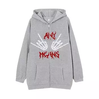 Толстовка на молнии Diablo, толстовка с капюшоном и принтом в стиле панк, готический кардиган, флисовая куртка XXXL белый