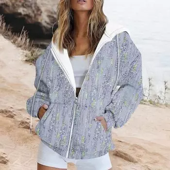 Толстовка на молнии, женские толстовки с длинными рукавами, осенние наряды, большие толстовки с капюшоном, повседневные модные куртки L