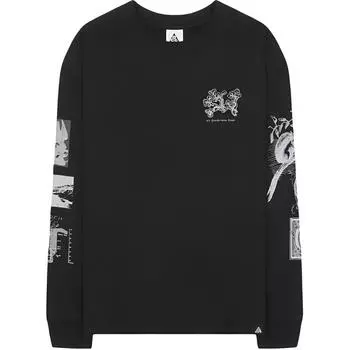 Толстовка Nike Landscape Print Crewneck с длинным рукавом Мужская толстовка черная DJ5802-010 XXL