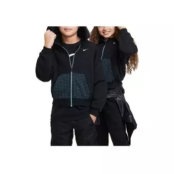 Толстовка Nike с капюшоном и флисовой подкладкой на молнии для детей, черная DX5063-010 S