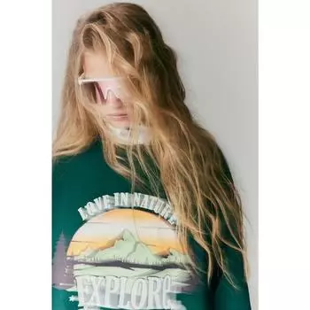 Толстовка оверсайз-дизайн H&M темно-зеленая san 1172872007