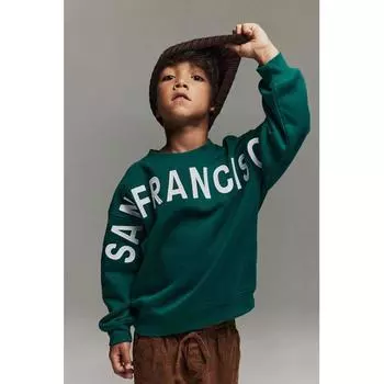 Толстовка оверсайз HM темно-зеленая Сан-Франциско