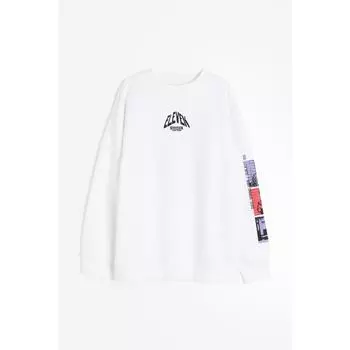 Толстовка оверсайз с принтом HM белая Stranger Things 1163238005