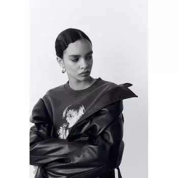 Толстовка оверсайз с принтом HM черная Blondie