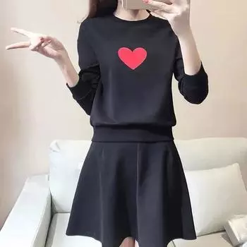 Толстовка Пара с принтом сердца и длинным рукавом, джемпер с круглым вырезом, свободная повседневная толстовка с диким принтом L