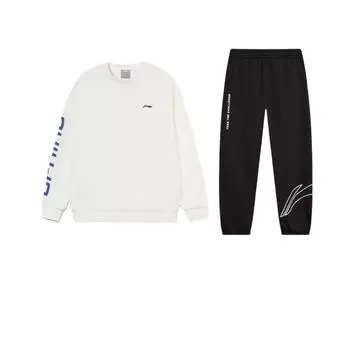 Толстовка пуловер свободного кроя с принтом логотипа Li Ning, с длинным рукавом, удобный и универсальный спортивный костюм, унисекс, AKLTD71-1+AWDRF44-3 M