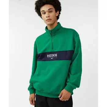 Толстовка REEBOK Legacy на молнии до половины, зеленая