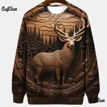 Толстовка с 3D тигром для мужчин, топы с длинным рукавом, одежда с рисунком животных, свободный свитер с круглым вырезом, модная дизайнерская мужская толстовка S