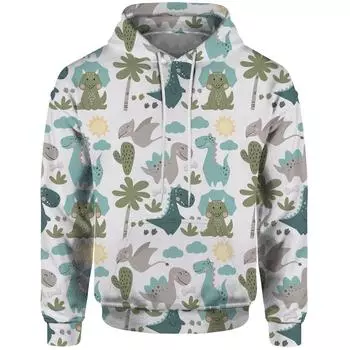 Толстовка с динозавром Официальный сайт Толстовка с капюшоном с изображением оленя Мужская толстовка с капюшоном с изображением ежа из мультфильма Y2k 3D цифровая печать Толстовка новая S