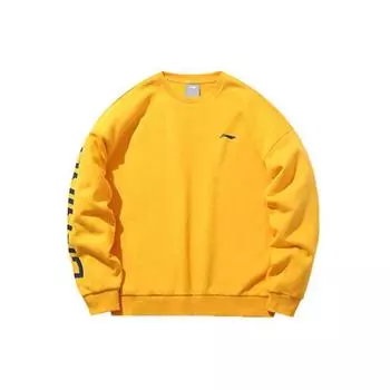 Толстовка с длинным рукавом и круглым вырезом Li Ning, унисекс, толстовка масляно-желтого цвета AWDP932-4 XXL