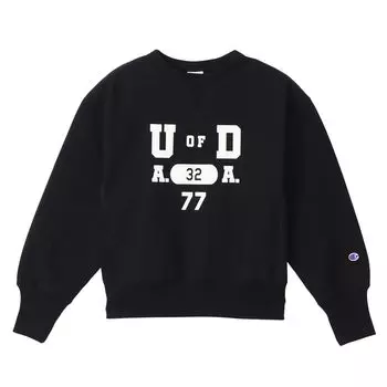 Толстовка с длинным рукавом и круглым вырезом, хлопок, США, графический принт, обратный круглый вырез, толстовка повседневная, черный цвет, размер L [Champion], плотность 11,5 унций(р) Женщины CW-Y002 чёрный