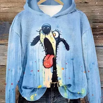 Толстовка с длинными рукавами, завязками и карманами, подходит для весны и осени, с забавными принтами в виде собак для женских толстовок с круглым вырезом S