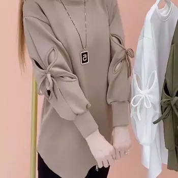 Толстовка с длинными рукавами, женская весна и осень, новая свободная футболка большого размера со скелетом, топ