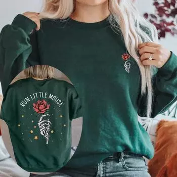 Толстовка с изображением бегущей мышки, свитшот с призраками Аделины, женские толстовки с рисунком, с длинным рукавом, темно-романтический пуловер, подарок для любовника S чёрный