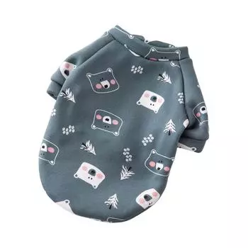 Толстовка с изображением мультяшного питомца, плюс бархатный двуногий пуловер, одежда для собак L тёмно-синий