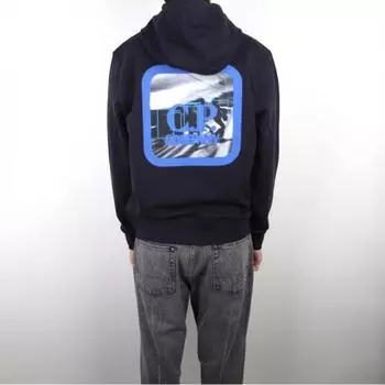Толстовка с капюшоном 23SS CP Company Metropolis Темно-синяя с графическим рисунком 14CMSS208A006452W888