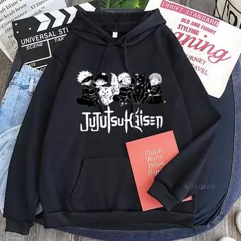 Толстовка с капюшоном Anime Jujutsu Kaisen Kawaii Gojo Satoru Graphic Hoodie Осень-зима Большие размеры Толстовки 2023 Горячие толстовки с принтом манги XS