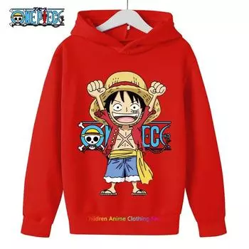 Толстовка с капюшоном Anime Luffy для детей, цельный свитшот, пальто для мальчиков и девочек, теплый свитер, осенняя одежда 100