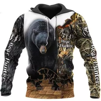 Толстовка с капюшоном Bear Hunting 3D Print Hoodies/Sweetshirt для мужчин и женщин big black bear Bow Hunter Bear Oversized L