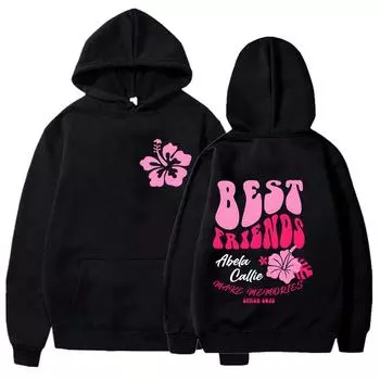 Толстовка с капюшоном Best Friends с цветком гибискуса Flower Lover Preppy Make Memories Hoodies Fashion Shirt BFF Besties Подарок на день рождения S