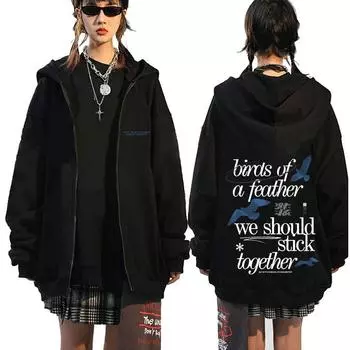 Толстовка с капюшоном Birds of A Feather Hit Me Hard and Soft Zipper для мужчин и женщин в стиле хип-хоп Losoe Zip Up Hoodies для мужчин и женщин Повседневная куртка большого размера на молнии S