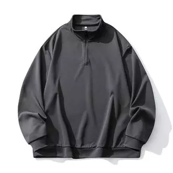 Толстовка с капюшоном больших размеров, мужская, с длинными рукавами, в гонконгском стиле, с воротником-стойкой 6XL/160-180KG чёрный