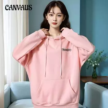 Толстовка с капюшоном большого размера для женщин с толстым бархатом, свежая, в стиле колледжа, с длинными рукавами 2XL чёрный