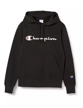 Толстовка с капюшоном Brushed Classic Script Logo Print Hooded Sweatshirt Black XL [Champion] (Старая модель) Толстовка, подкладка, C3-L122 мужская чёрный