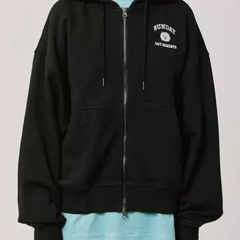 Толстовка с капюшоном BT21 RJ BASIC на молнии, черная (M-L) L