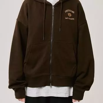 Толстовка с капюшоном BT21 SHOOKY BASIC на молнии коричневого цвета (M-L) L